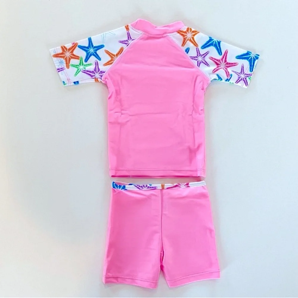 NWT Sunbusters Tuga Girls 6-12 M 2-Pc Rash Guard Set Swimsuit UPF 50+